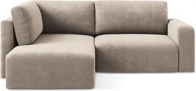 Бежов шенилов сгъваем/с място за съхранение ъглов диван (ляв ъгъл/L форма) Kona – Makamii