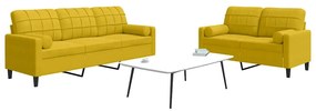 3278417 vidaXL Мека мебел от 2 части с възглавници и болстери жълт кадифе