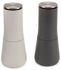 Комплект 2 бр мелнички за сол и пипер Joseph Joseph 95036, Механична  употреба, Керамичен механизъм, Регулиране на степента, Без BPA, Бял/сив