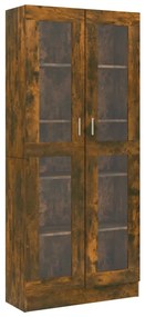815621 vidaXL Шкаф витрина, опушен дъб, 82,5x30,5x185,5 см, инженерно дърво