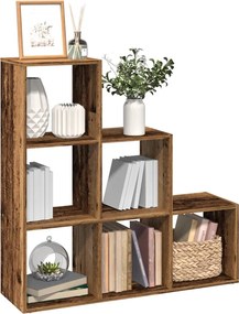 857965 vidaXL Разделител за стая / библиотека старо дърво 3 нива 99x29x99 см