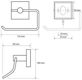 Месингов държач за тоалетна хартия в сребристо X-Square - Sapho