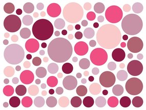 Комплект от 100 розови стикера за стена Кръгли стикери - Ambiance