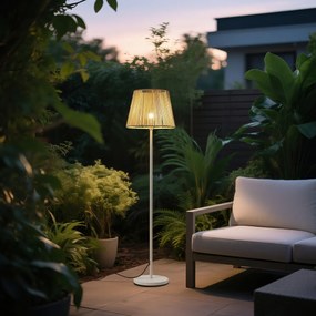 Външна подова лампа бяла с бежов абажур от въже IP44 - Virginia Jayla