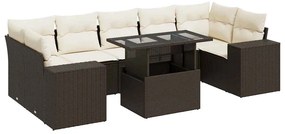 3326764 vidaXL Градински комплект с възглавници, 8 части, кафяв, полиратан
