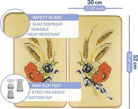 Капаци за печка в комплект от 2 броя от закалено стъкло 52x30 cm Corn-Flowers - Maximex