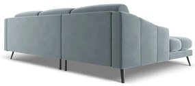 Светлосин кадифен ъглов диван (ляв ъгъл) Nalu – Makamii