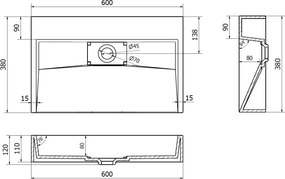 Mexen Ava плотова мивка от конгломерат B/O 60 x 38 см, бяла - 23016000