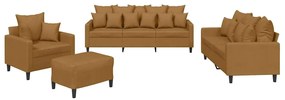 3201697 vidaXL Комплект дивани от 4 части с възглавници, кафяв, кадифе