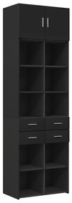 3281337 vidaXL Шкаф за съхранение, черен, 70x42,5x225 см, инженерно дърво