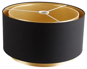 Абажур от плат черен 40/47/26 със златен интериор