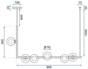 Пендел  Industrial Glass Black APP755-6CP