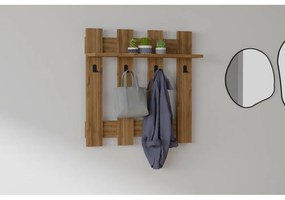 Тъмнокафяв стенен рафт с 4 закачалки Carina - Puqa Design