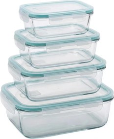 Комплект от 4 кутии за храна, прозрачни/в цвят мента