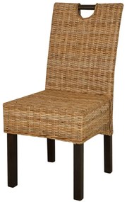 243638 vidaXL Трапезни столове, 2 броя, кубу ратан, мангова дървесина
