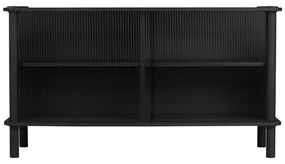 Черна витрина от масивен дъб с плъзгащи се врати 135x73,5x48 cm Italic – UMAGE