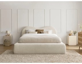 Бежово двойно легло 180x200 cm тапицирано с място за съхранение с включена подматрачна рамка Orlane – Bobochic Paris