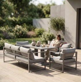 Просторен градински комплект XL-NM-2011 - сив + бежови възглавници