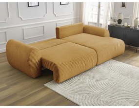 Разтегателен ъглов диван от рипсено кадифе в цвят горчица (десен ъгъл) Lucien – Bobochic Paris