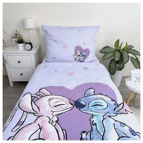 Единично детско памучно спално бельо 140x200 cm Lilo and Stitch "Heart" – Jerry Fabrics