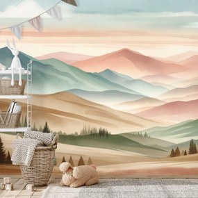 Самозалепващ фототапет – Пастелни планини в акварел