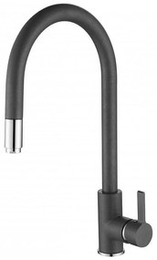 Смесител за кухня ICF 263006 GRAY, Inter Ceramic, неръждаема стомана, сив, с изтеглящ се душ