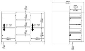 Скрин от дъбов декор в естествен цвят 121x91x50 cm Naia – Tvilum