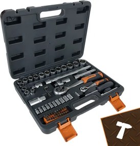 Професионален куфар с инструменти Bigstreen 72 части, гаечни ключове, тресчотки, битове, удължители