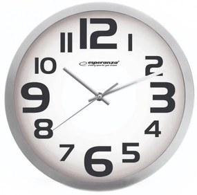 Стенен часовник Esperanza ZURICH, 25 cm, Кварц, Бял