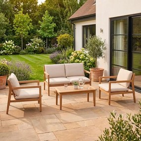 Градински комплект за отдих от масивна акация в естествен цвят за 4 Danubio – Bizzotto