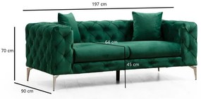 Тъмнозелен кадифен диван 197 cm Como – Artie