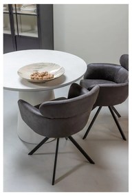 Тъмнокафяв тапициран трапезен стол с подлакътници Fenne – WOOOD