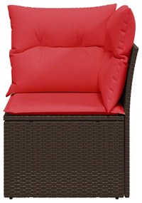 366239 vidaXL Ъглов градински диван с възглавници, кафяв, полиратан