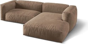 Светлокафяв кадифен модулен ъглов диван (десен ъгъл) Martina – Micadoni