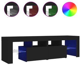 804365 vidaXL ТВ шкаф с LED осветление, черен, 140x36,5x40 см