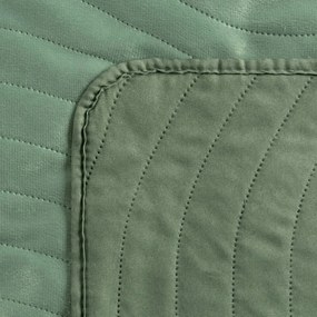 Зелена велурена покривка за легло с вълнообразни стегания Ширина: 200 см | Дължина: 220 см