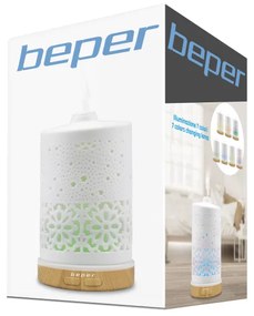 Арома дифузер Beper 70.404, USB 5V, 100 мл, 2 режима, Керамичен капак, LED светлина, 7 цвята, Бял