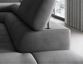 Тъмносив кадифен разтегателен ъглов диван с място за съхранение (десен ъгъл L форма) Ferucce – ELTAP