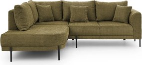 Зелен шенилов ъглов диван (ляв ъгъл/L форма) Mauris – Ropez