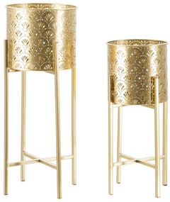 Комплект от 2 стойки за саксии в златисто, височина 52 cm Golvy - Mauro Ferretti