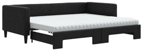 3196608 vidaXL Канапе с изтеглящо легло и матрак черно 90x190 см плат