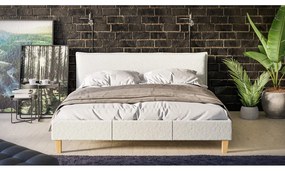 Кремаво тапицирано двойно легло с решетка 160x200 cm Tina - Ropez