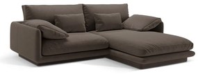 Кафяв кадифен ъглов диван (десен ъгъл) Torino – Micadoni
