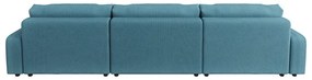 Тюркоазен ъглов диван с място за съхранение от рипсено кадифе Sara – Ropez