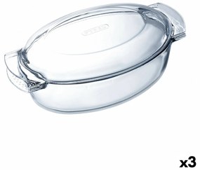 Ястие за печене Pyrex Classic С капак Овална 39 x 23 x 15 cm Прозрачен Cтъкло (3 броя)