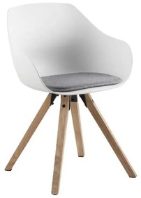 Комплект от 2 бели трапезни стола с крака от каучуково дърво Tina - Actona