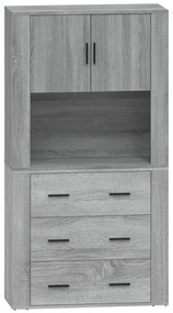 3185389 vidaXL Висок шкаф, сив сонома, инженерно дърво