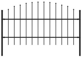 Sonata Градинска ограда с връх пика, стомана, (0,75-1)x1,7 м, черна