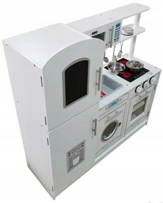 Детска бяла кухня с аксесоари и LED осветление