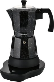 Електрическа кубинска кафеварка Klausberg KB 7998, 500W, 6 чаши, Вграден нагревател, Предпазен клапан, Черен мрамор